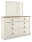 Willowton Queen/Full Panel Headboard with Mirrored Dresser