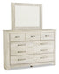 Bellaby Queen Panel Headboard with Mirrored Dresser, Chest and 2 Nightstands