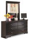 Huey Vineyard Twin Sleigh Headboard with Mirrored Dresser and Chest