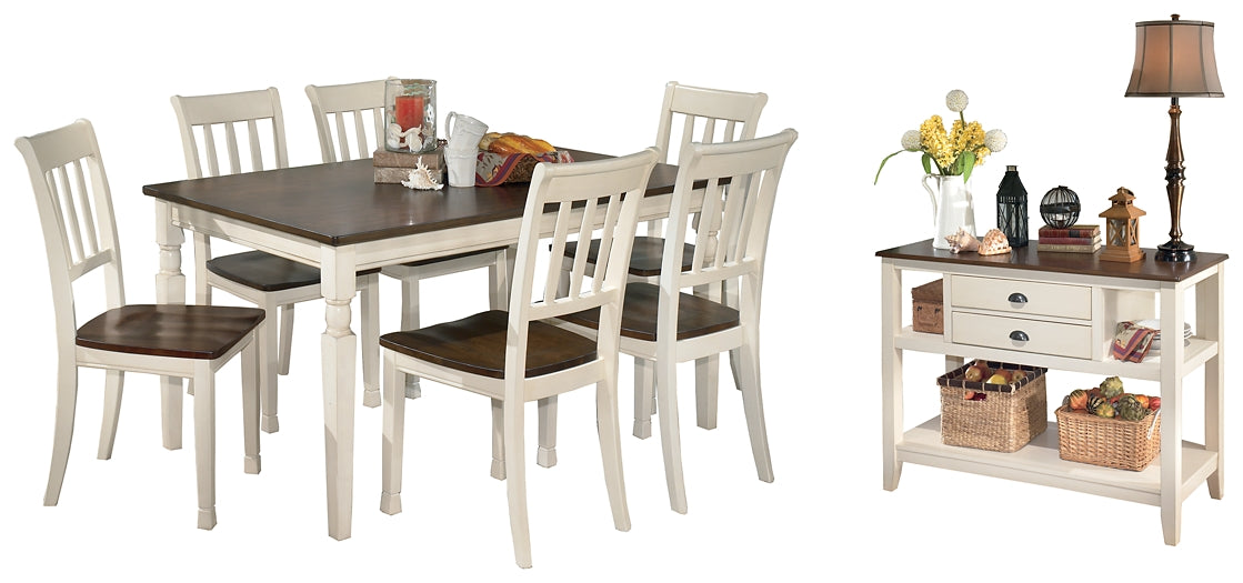 Whitesburg Dining Table and 6 Chairs with Storage