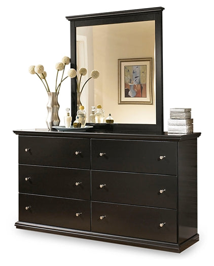 Maribel Twin Panel Headboard with Mirrored Dresser, Chest and Nightstand