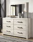 Cambeck Queen Panel Bed with 2 Storage Drawers with Mirrored Dresser and Nightstand