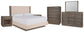 Anibecca King Upholstered Bed with Mirrored Dresser, Chest and 2 Nightstands