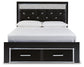 Kaydell Queen Upholstered Panel Storage Bed with Mirrored Dresser and 2 Nightstands