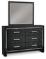 Kaydell King Upholstered Panel Storage Bed with Mirrored Dresser