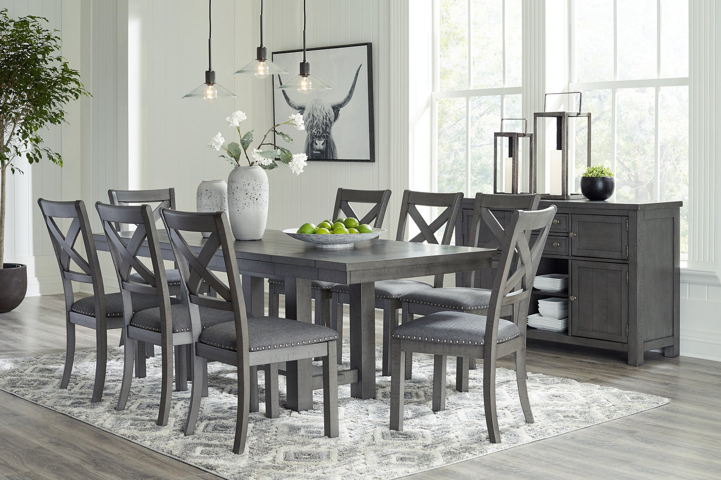 Myshanna Dining Table and 8 Chairs with Storage