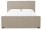 Dakmore King Upholstered Bed with Mirrored Dresser and 2 Nightstands