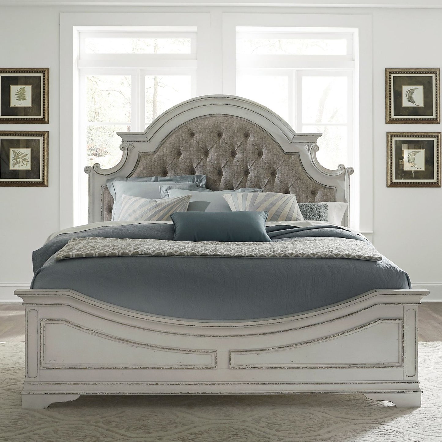 Magnolia Manor - King Uph Bed, Dresser & Mirror, Chest, Night Stand