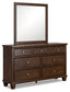 Danabrin Twin Panel Bed with Mirrored Dresser and Chest