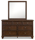 Danabrin Full Panel Bed with Mirrored Dresser and 2 Nightstands
