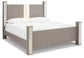 Surancha King Poster Bed with Mirrored Dresser and 2 Nightstands