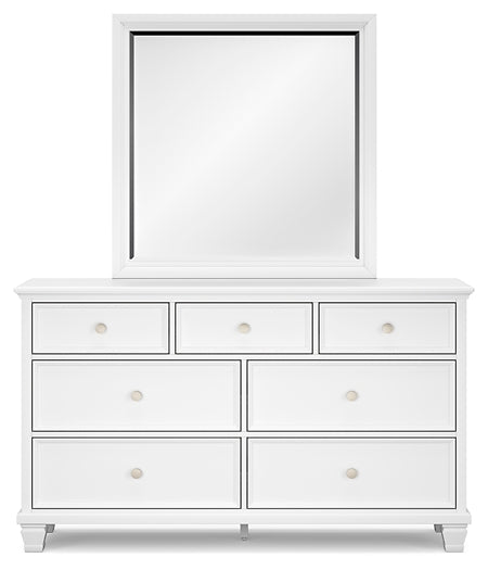 Fortman Queen Panel Bed with Mirrored Dresser and Nightstand