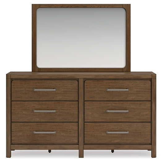 Cabalynn California King Upholstered Bed with Mirrored Dresser and Chest